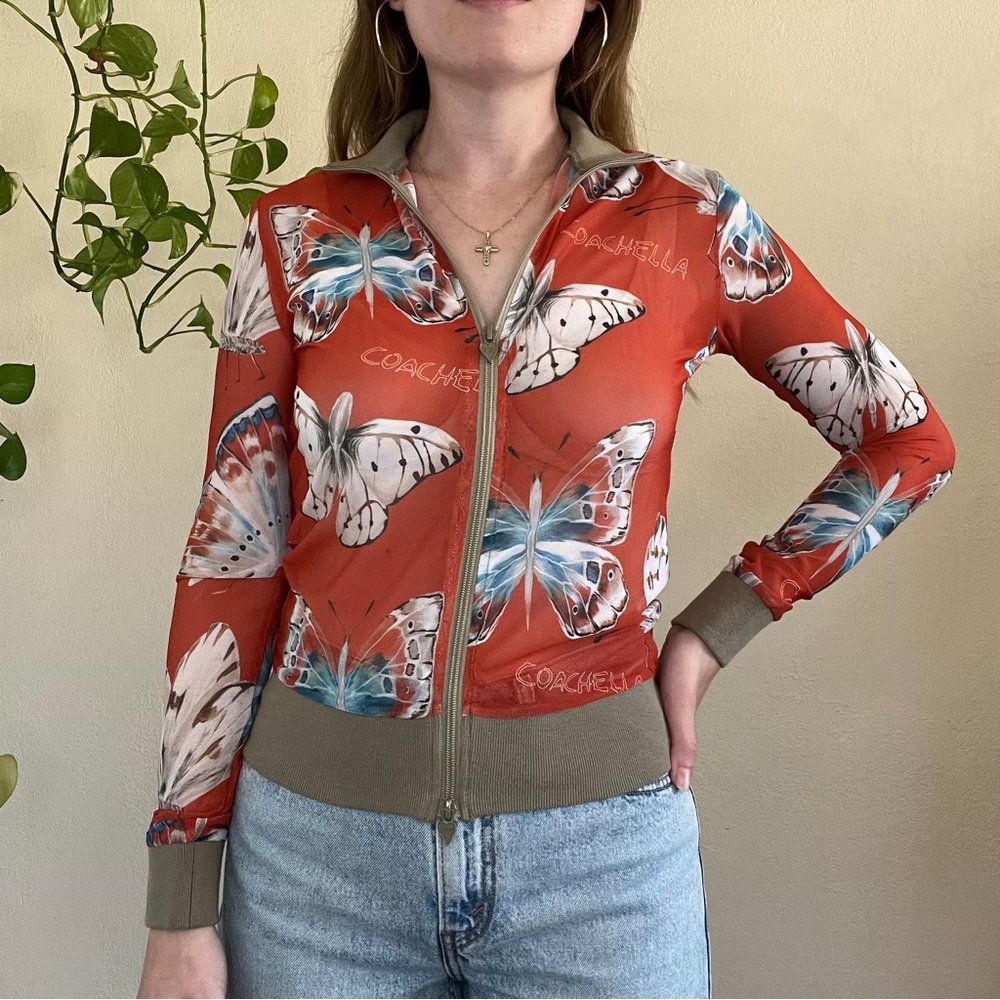 Juliet Johnstone Coachella Desert Butterfly Mesh Track Jacket